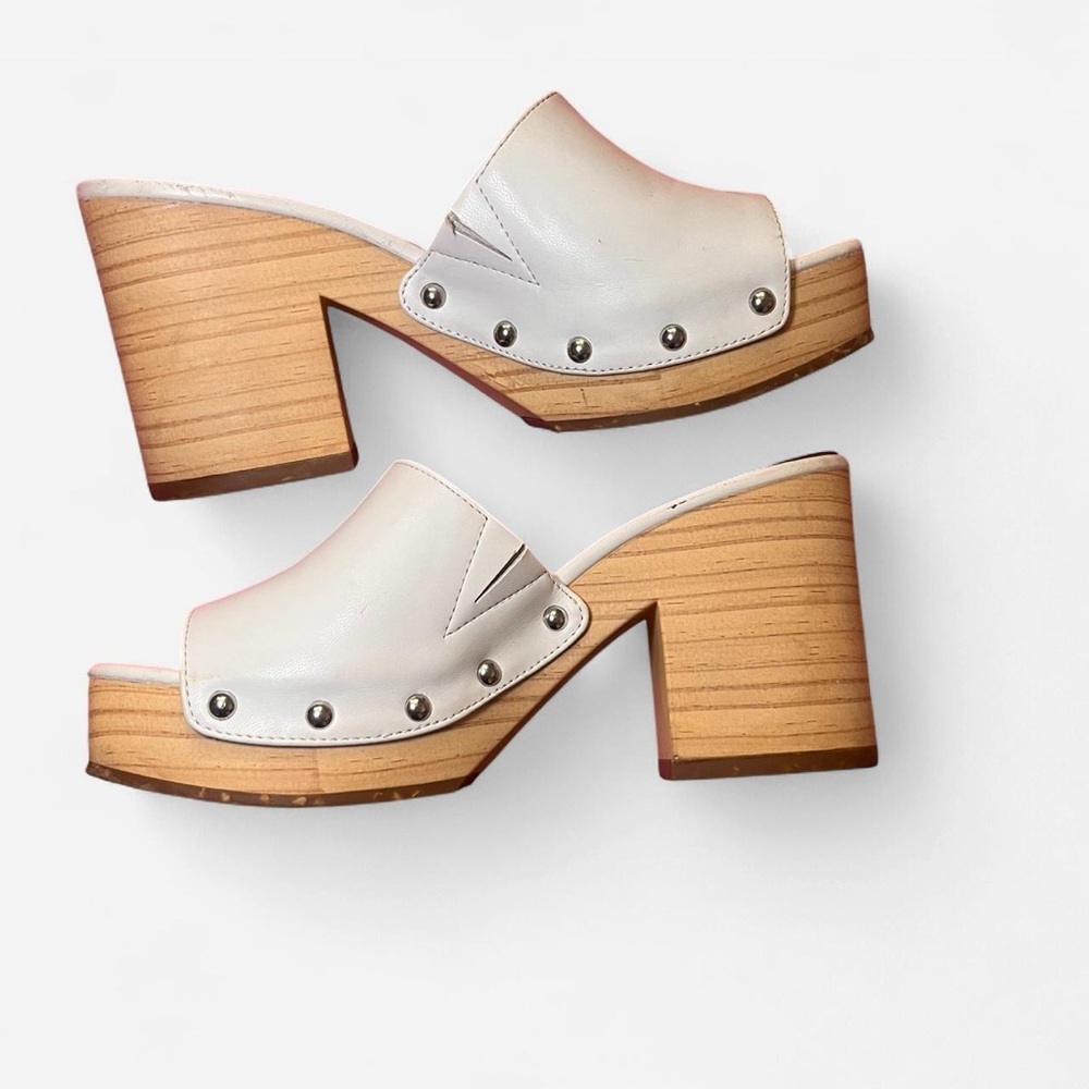 Women's White Platform Mules
